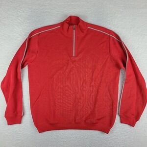 St. Croix Sweater Mens XL Red Knit Quarter Zip Sweatshirt‎ USA MADE